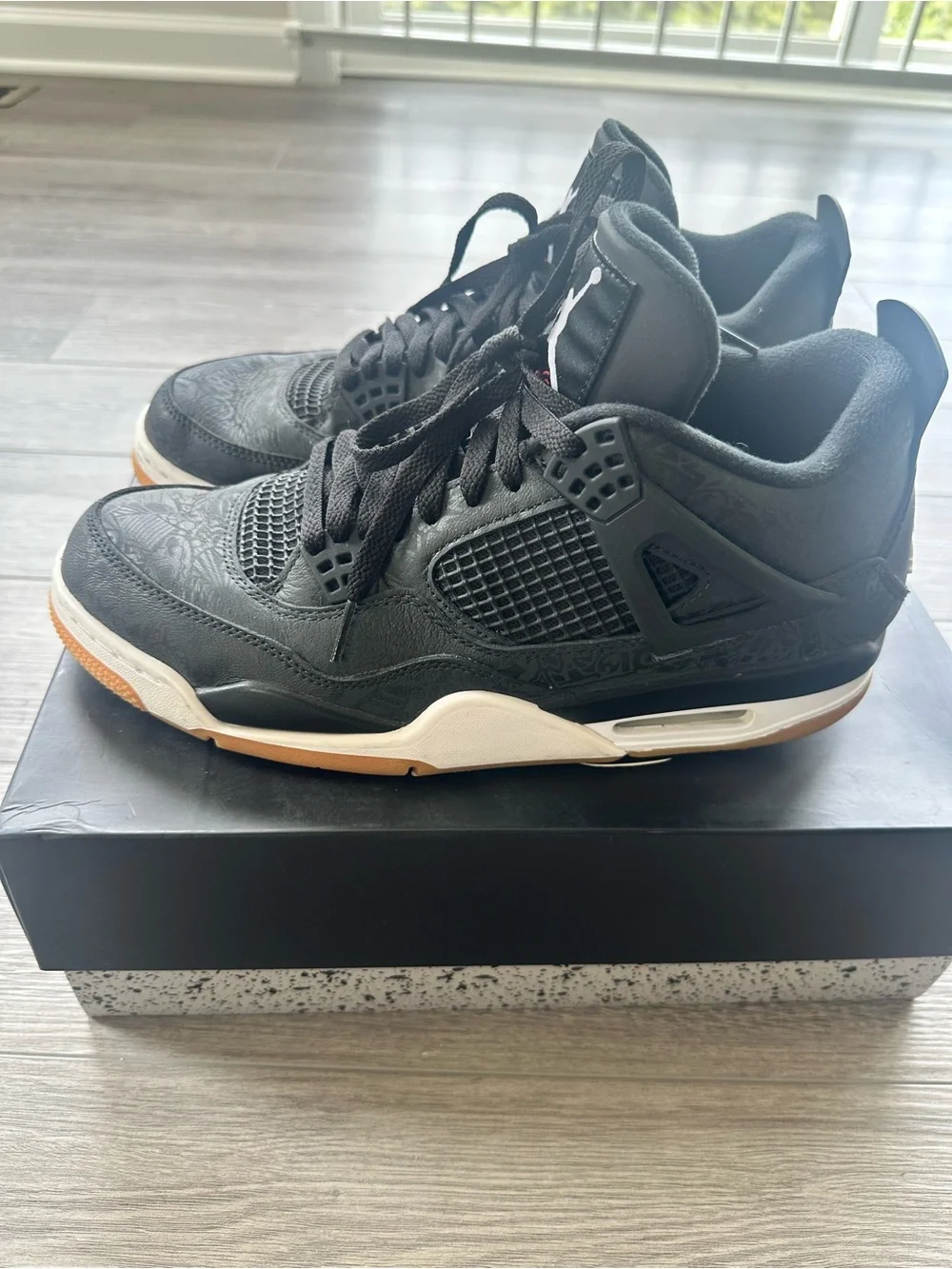 Nike Air Jordan 4 Retro Men's Sneakers - Black/White/Orange